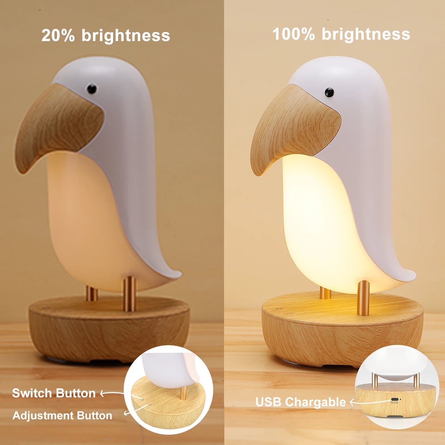 Toucan Bird Night Light - Stepless Dimming LED